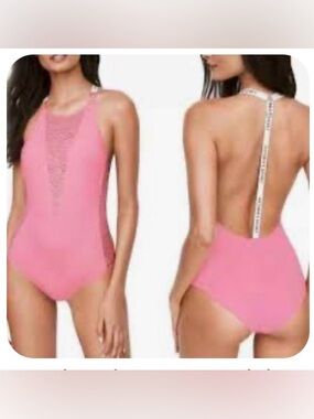 Victoria's Secret Pink High-Neck One-Piece intimate wear with Jeweled Back Strap